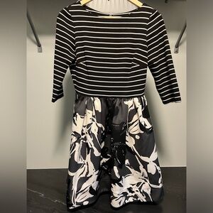 Adorable Striped Floral Party Dress with Pockets